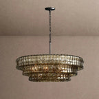 Ghiaccio Glass Round Chandelier 24" 36" 48" 60" - 3-Tier 24"BlackSmokeVChandelier