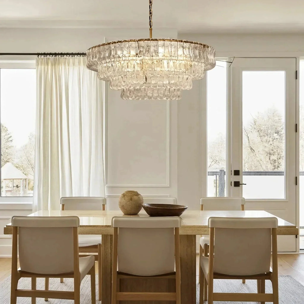 Ghiaccio Glass Round Chandelier 24" 36" 48" 60" - bronze finish, modern home lighting
