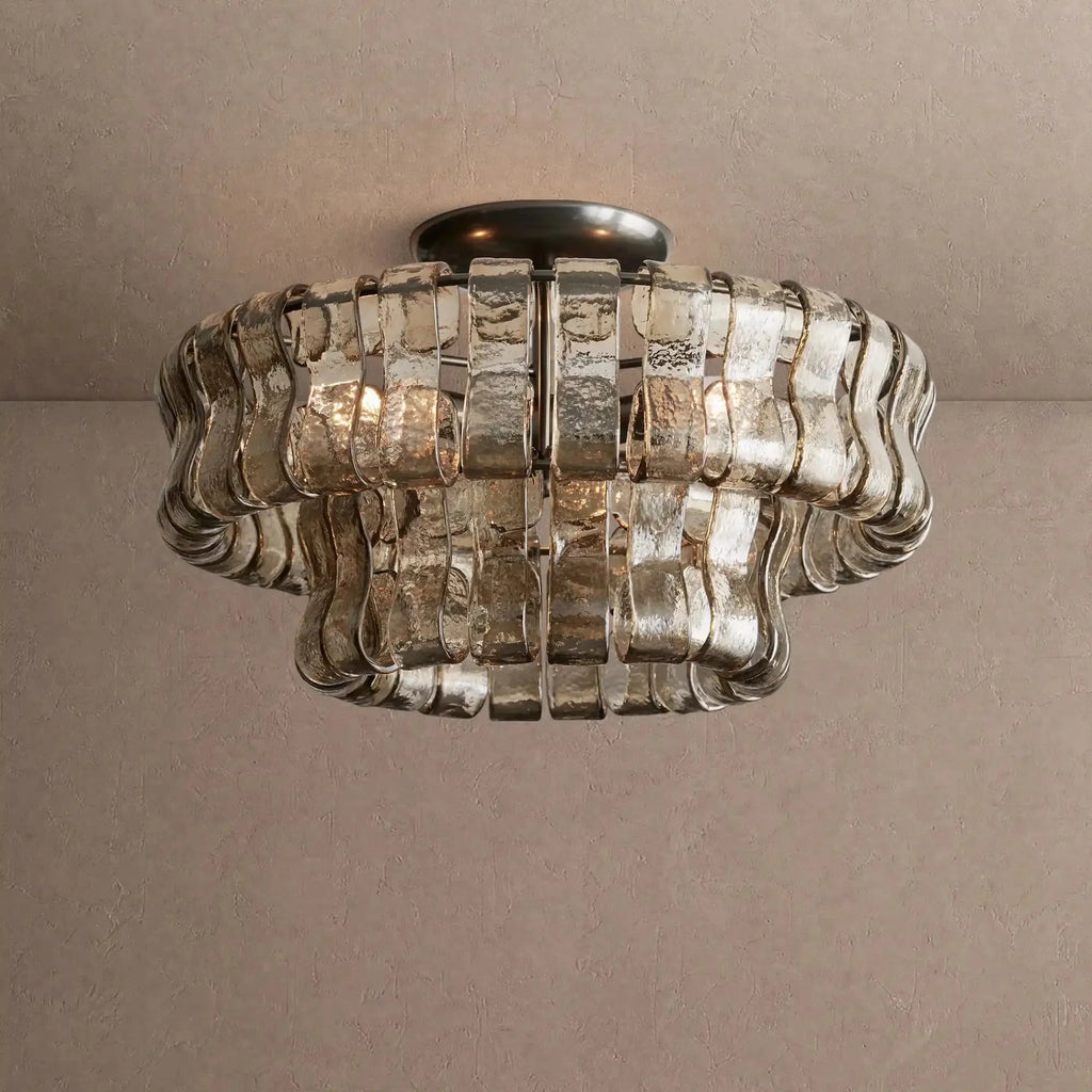 Ghiaccio Modern Glass Flushmount - Matte BlackSmokeVChandelier