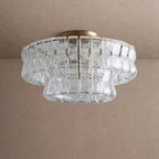 Ghiaccio Modern Glass Flushmount - Antique BrassClearVChandelier