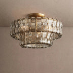 Ghiaccio Modern Glass Flushmount - Antique BrassSmokeVChandelier