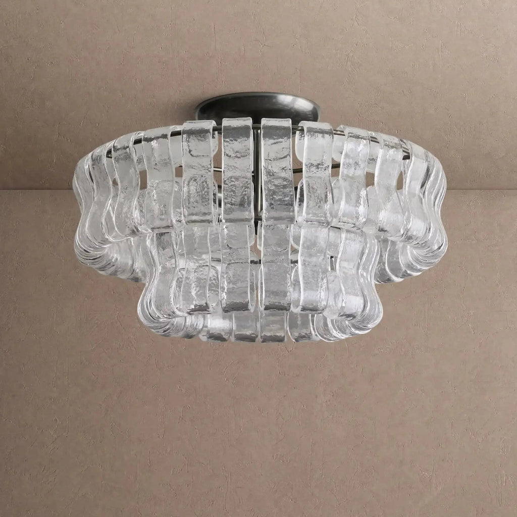 Ghiaccio Modern Glass Flushmount - Matte BlackClearVChandelier
