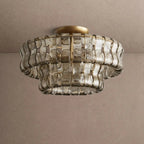 Ghiaccio Modern Glass Flushmount - Antique BrassSmokeVChandelier