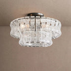 Ghiaccio Modern Glass Flushmount - Matte BlackClearVChandelier