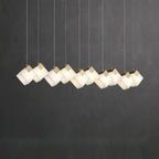 Linear Alabaster Cube Chandelier 6-Light Brass Island Pendant Light - 10-Lights ∅ 47.2" x H 3.9"Gold & White - VChandelier