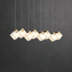 Linear Alabaster Cube Chandelier 6-Light Brass Island Pendant Light - 8-Lights ∅ 37.8" x H 3.9"Gold & White - VChandelier