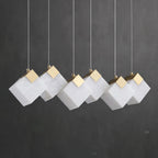 Linear Alabaster Cube Chandelier 6-Light Brass Island Pendant Light - 10-Lights ∅ 47.2" x H 3.9"Gold & White - VChandelier