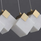 Linear Alabaster Cube Chandelier 6-Light Brass Island Pendant Light - 10-Lights ∅ 47.2" x H 3.9"Gold & White - VChandelier