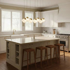 Linear Alabaster Cube Chandelier 6-Light Brass Island Pendant Light - 10-Lights ∅ 47.2" x H 3.9"Gold & White - VChandelier