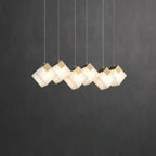 Linear Alabaster Cube Chandelier 6-Light Brass Island Pendant Light - 10-Lights ∅ 47.2" x H 3.9"Gold & White - VChandelier