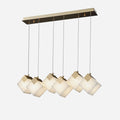 Linear Alabaster Cube Chandelier 6-Light Brass Island Pendant Light - 6-Lights ∅ 27.6" x H 3.9"Gold & White - VChandelier