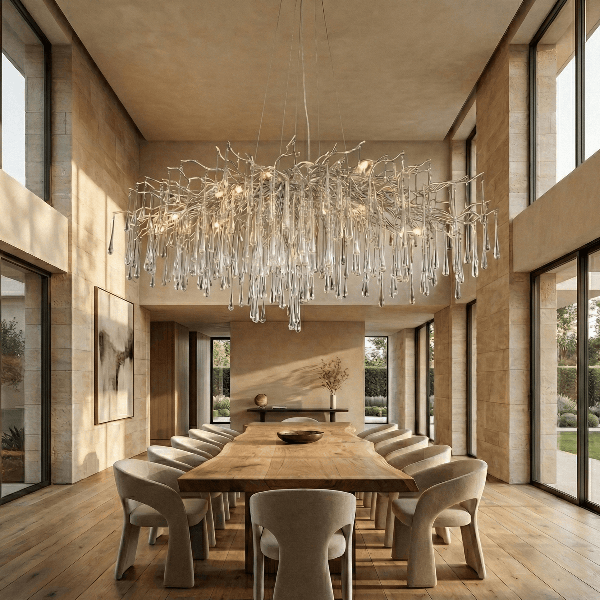 Lukas Oval Branching Brass Linear Teardrop Chandelier - 73" LengthDark Copper - VChandelier