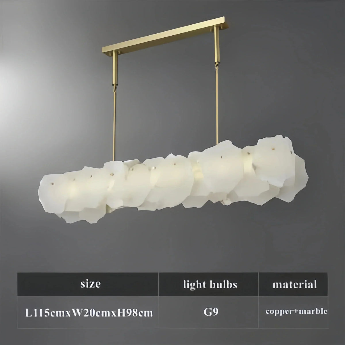 Luxury Alabaster Flakes Linear Chandelier Hanging Rod Light -  - VChandelier