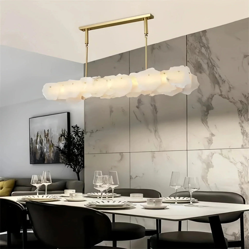 Luxury Alabaster Flakes Linear Chandelier Hanging Rod Light -  - VChandelier