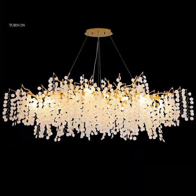 Luxury Branches Crystal Frosted Glass Chandelier Set for Living and Dining Room - Rectangle: L39.4"*H15.7"Warm Light - VChandelier