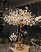 Luxury Creative White Ceramic Ginkgo Biloba Copper Branch Tree Floor Lamp for Living Room and Bedroom - D39.4"*H82.7"Warm Light - VChandelier
