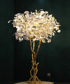 Luxury Creative White Ceramic Ginkgo Biloba Copper Branch Tree Floor Lamp for Living Room and Bedroom - D39.4"*H82.7"Warm Light - VChandelier