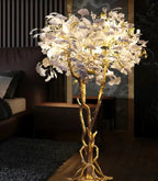 Luxury Creative White Ceramic Ginkgo Biloba Copper Branch Tree Floor Lamp for Living Room and Bedroom - D39.4"*H82.7"Warm Light - VChandelier
