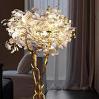 Luxury Creative White Ceramic Ginkgo Biloba Copper Branch Tree Floor Lamp for Living Room and Bedroom - D39.4"*H82.7"Warm Light - VChandelier