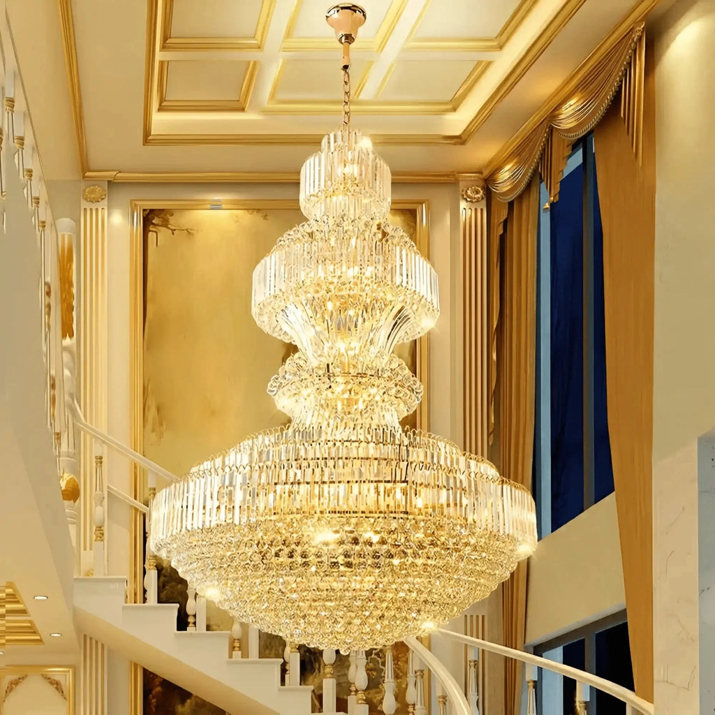 Luxury Extra Large Crystal Chandelier Round Ceiling Light Fixture for Foyer, Entryway & Entrance - D39.4"*H59.1"Warm Light - VChandelier