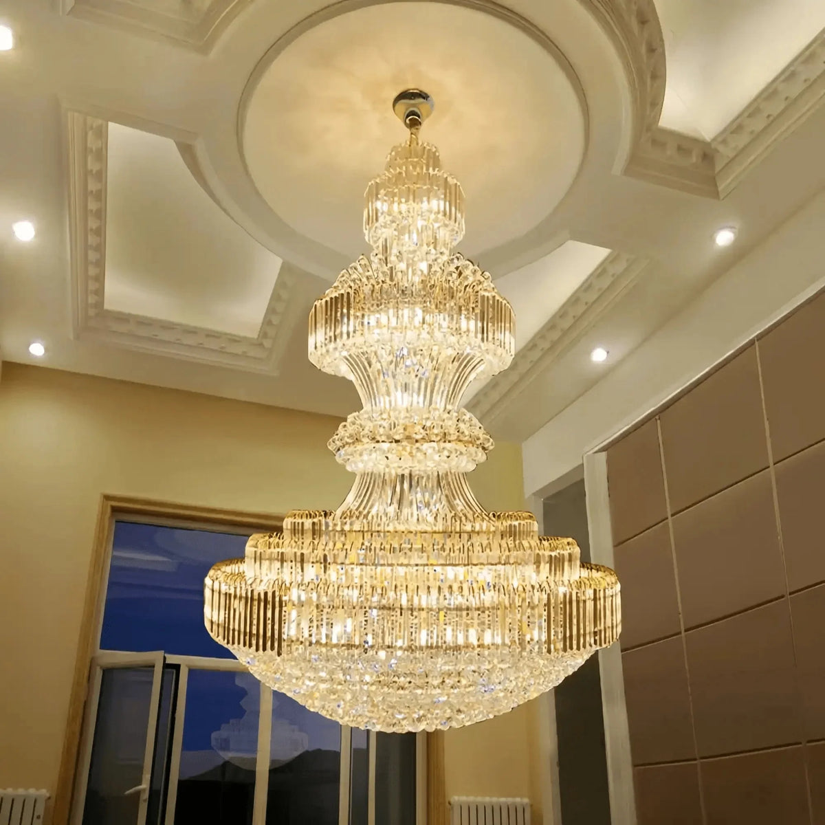Luxury Extra Large Crystal Chandelier Round Ceiling Light Fixture for Foyer, Entryway & Entrance - D39.4"*H59.1"Warm Light - VChandelier