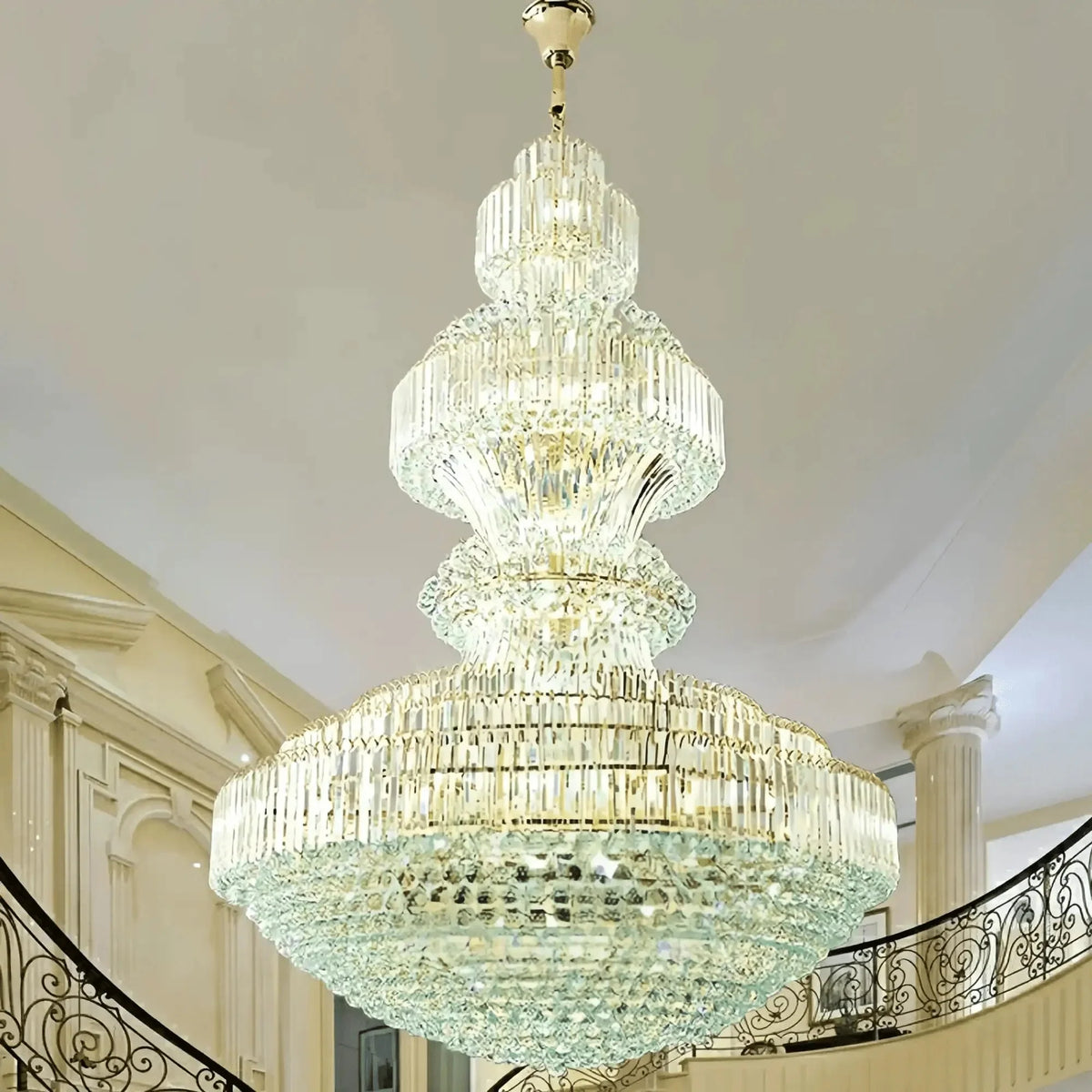 Luxury Extra Large Crystal Chandelier Round Ceiling Light Fixture for Foyer, Entryway & Entrance - D39.4"*H59.1"Warm Light - VChandelier