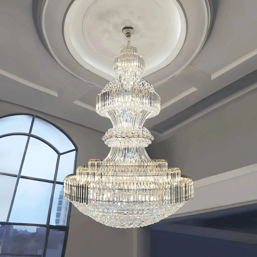 Luxury Extra Large Crystal Chandelier Round Ceiling Light Fixture for Foyer, Entryway & Entrance - D39.4"*H59.1"Warm Light - VChandelier