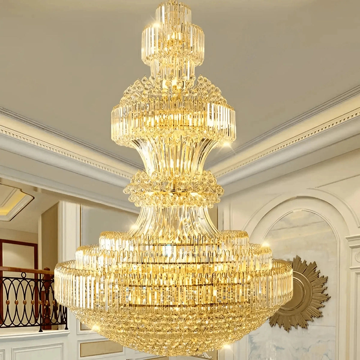 Luxury Extra Large Crystal Chandelier Round Ceiling Light Fixture for Foyer, Entryway & Entrance - D39.4"*H59.1"Warm Light - VChandelier