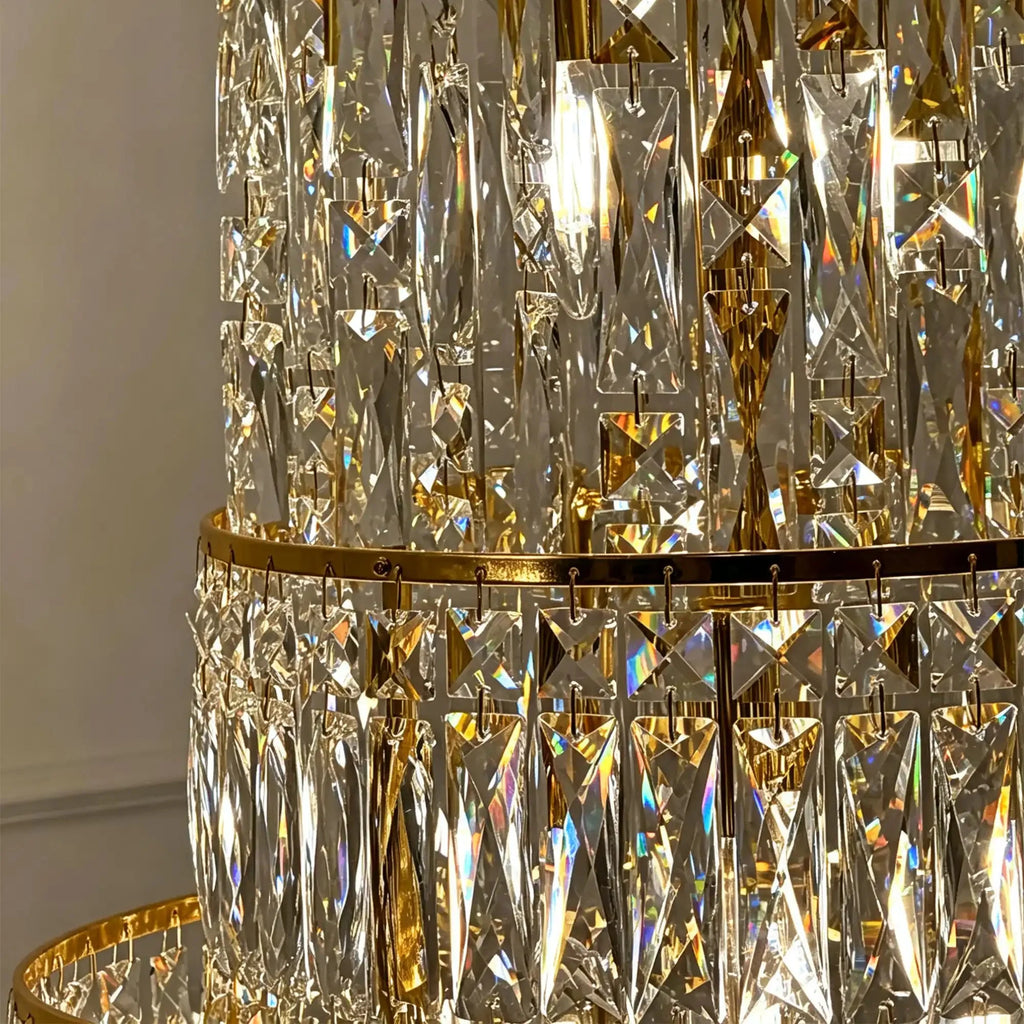 Luxury Majesty Grand Crown Top Cascading Long Tiered Crystal Chandelier - D23.62"*H137.80" (D60cm*H350cm)Warm Light - VChandelier