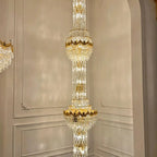 Luxury Majesty Grand Crown Top Cascading Long Tiered Crystal Chandelier - D23.62"*H137.80" (D60cm*H350cm)Warm Light - VChandelier