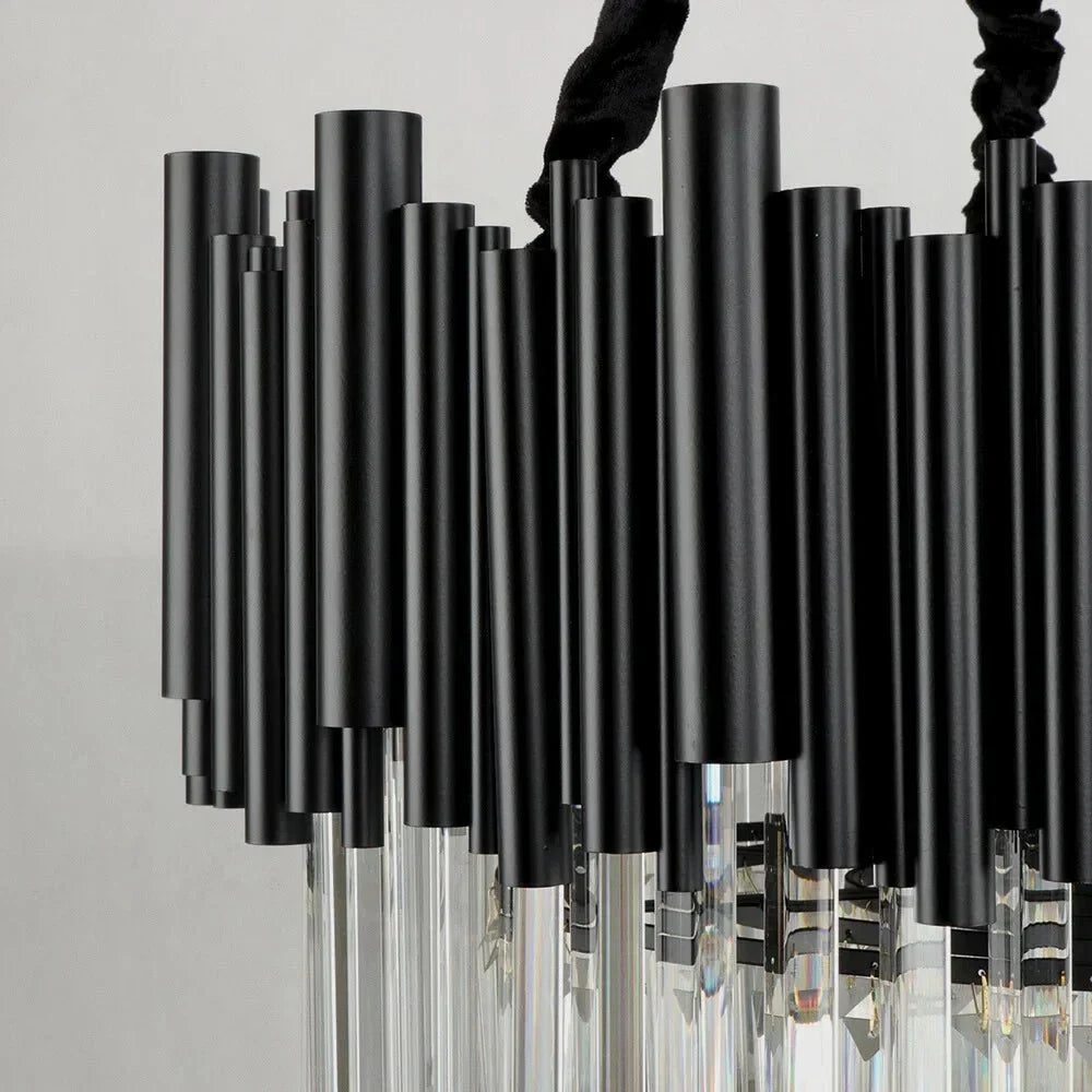 Luxury Modern Living Room Black Crystal Light Fixture - W17.7‘’×H15'' - VChandelier