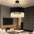 Luxury Modern Living Room Black Crystal Light Fixture - W17.7‘’×H15'' - VChandelier