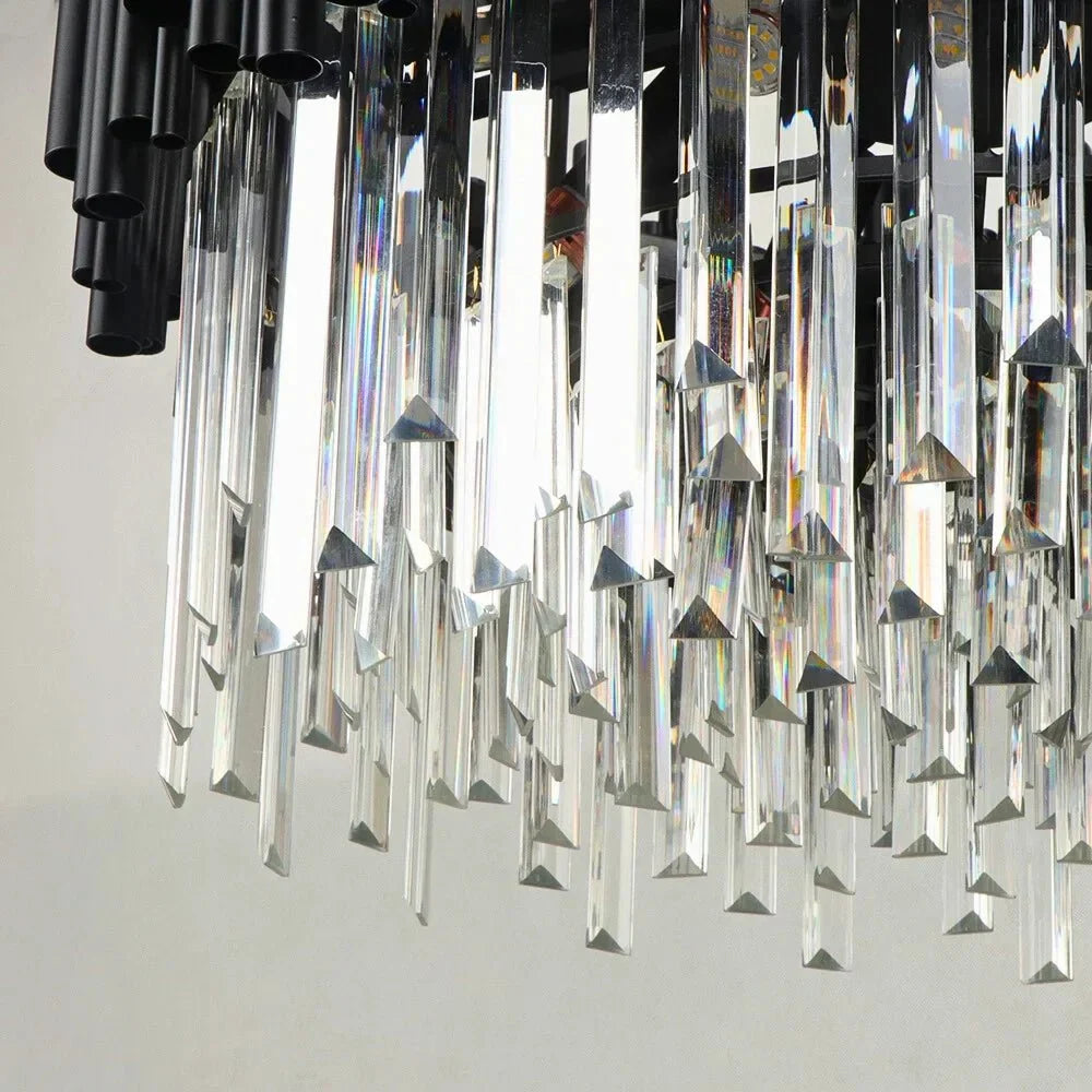 Luxury Modern Living Room Black Crystal Light Fixture - W17.7‘’×H15'' - VChandelier