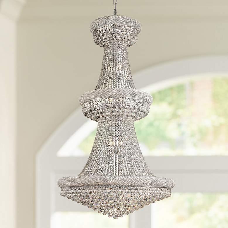 Luxury Modern Primo Wide Gold Crystal Chandelier for High Ceiling Foyer & Staircase - VChandelier-Chrome - VChandelier