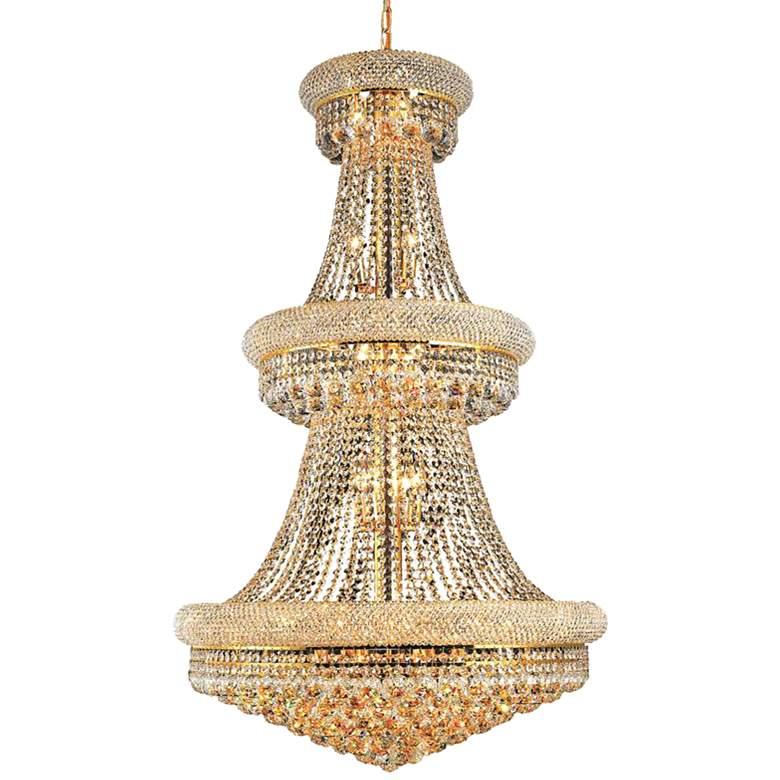 Luxury Modern Primo Wide Gold Crystal Chandelier for High Ceiling Foyer & Staircase - VChandelier