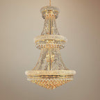 Luxury Modern Primo Wide Gold Crystal Chandelier for High Ceiling Foyer & Staircase - VChandelier-Gold - VChandelier