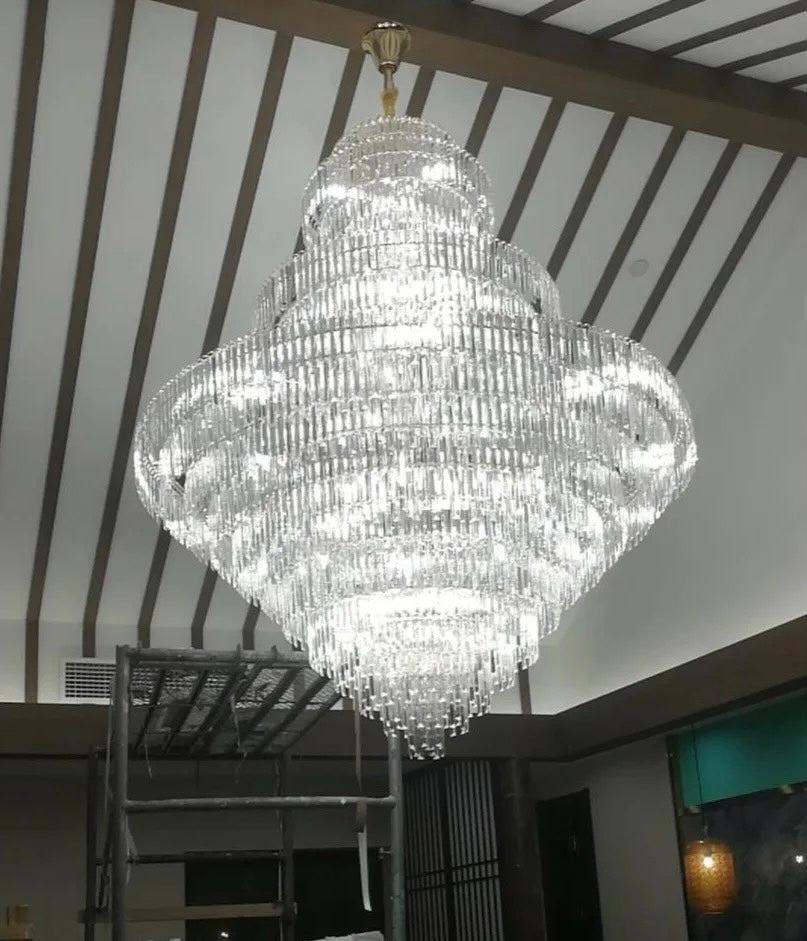 Luxury Multi - tiered Extra Large Crystal Chandelier for Staircase/Foyer/Entryway - 87 Lights/ D59.1"*H92.52" - VChandelier