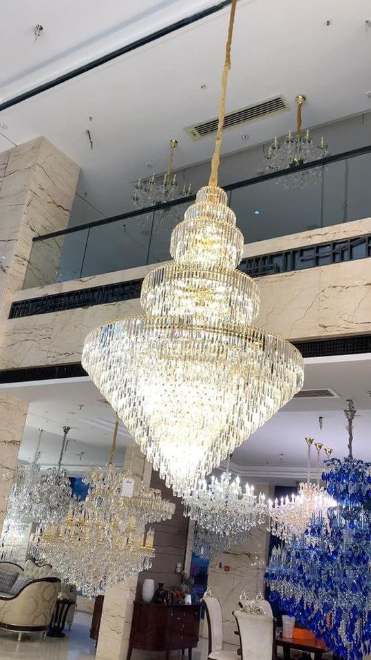 Luxury Multi - tiered Extra Large Crystal Chandelier for Staircase/Foyer/Entryway - 87 Lights/ D59.1"*H92.52" - VChandelier
