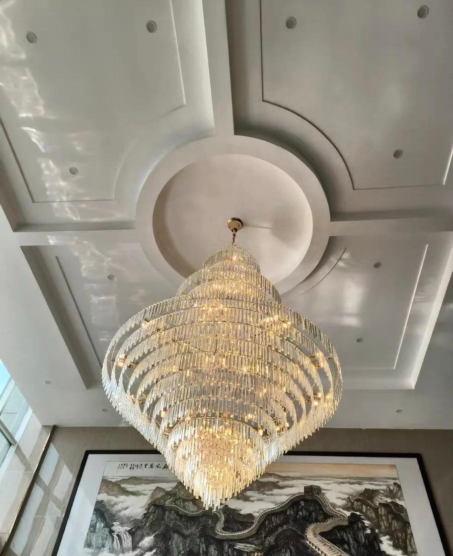 Luxury Multi - tiered Extra Large Crystal Chandelier for Staircase/Foyer/Entryway - 87 Lights/ D59.1"*H92.52" - VChandelier