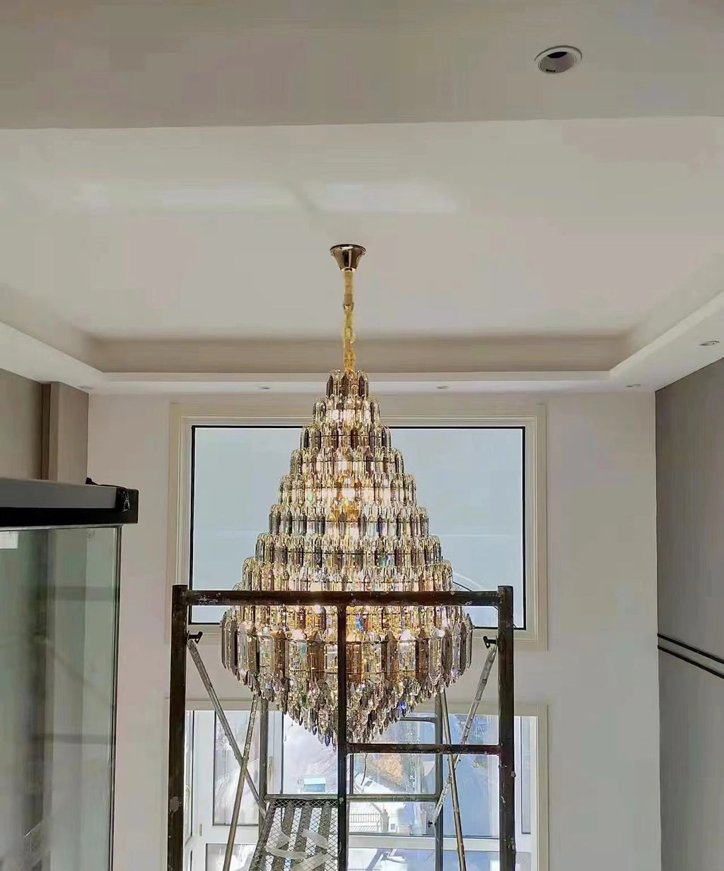 Luxury Multi-tiered Honeycomb Crystal Chandelier for High Ceiling-Chandeliers - VChandelier