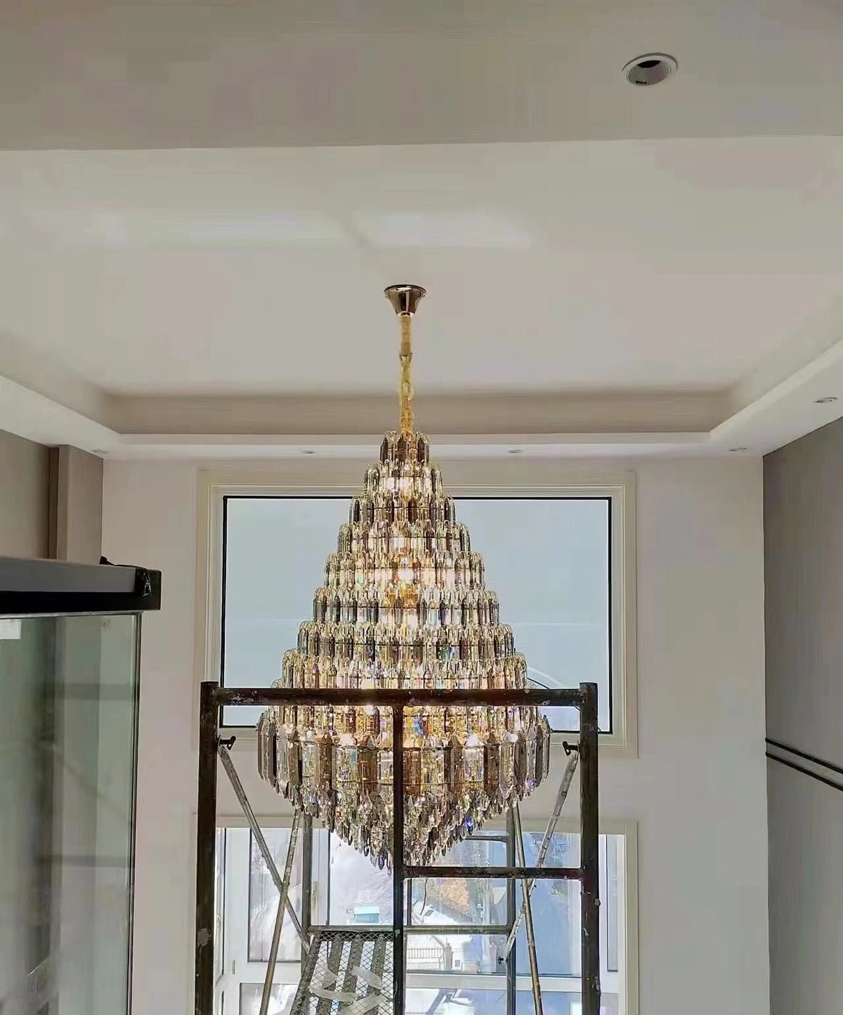 Luxury Multi-tiered Honeycomb Crystal Chandelier for High Ceiling-Chandeliers - VChandelier