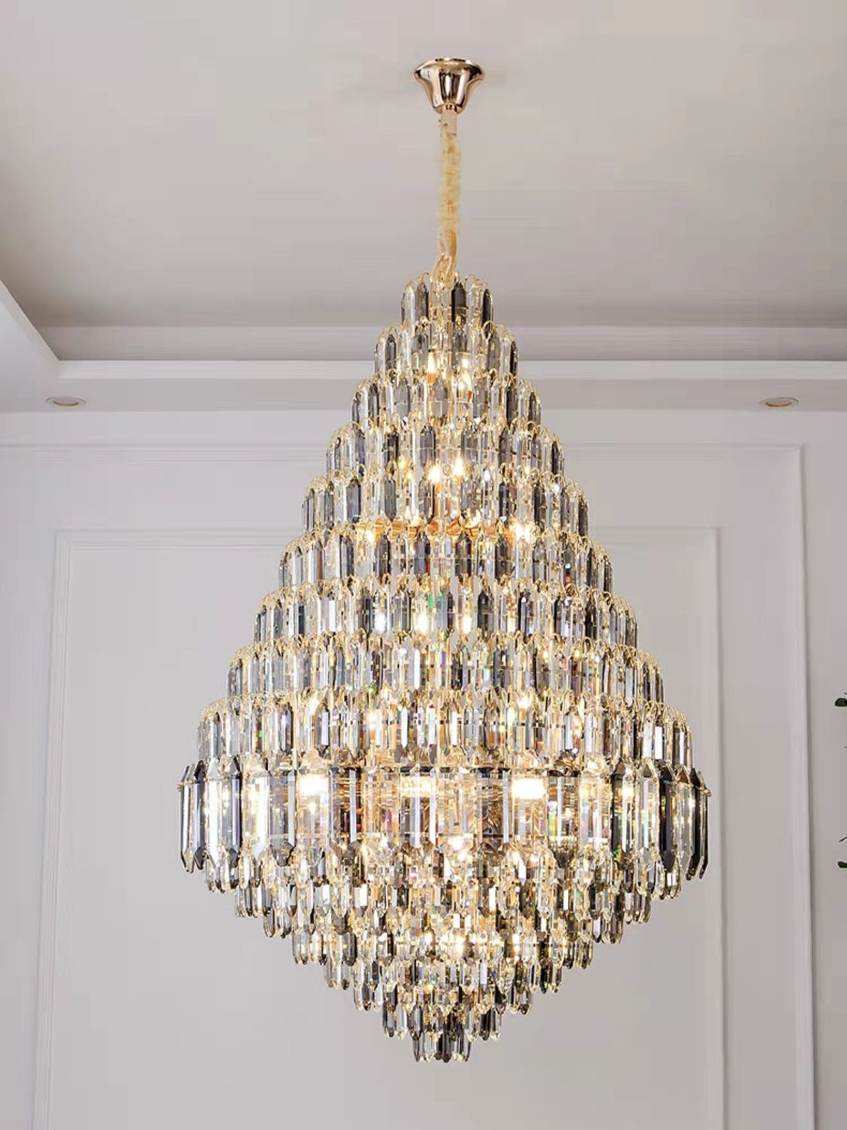 Luxury Multi-tiered Honeycomb Crystal Chandelier for High Ceiling-Chandeliers - VChandelier