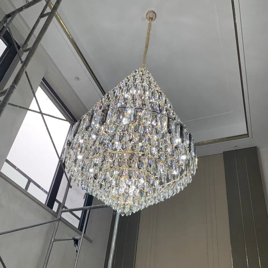 Luxury Multi-tiered Honeycomb Crystal Chandelier for High Ceiling-Chandeliers - VChandelier
