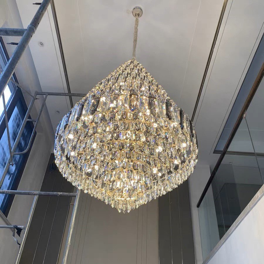 Luxury Multi-tiered Honeycomb Crystal Chandelier for High Ceiling-Chandeliers - VChandelier