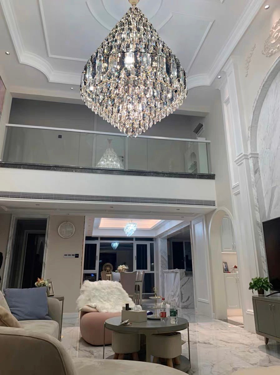 Luxury Multi-tiered Honeycomb Crystal Chandelier for High Ceiling-Chandeliers - VChandelier