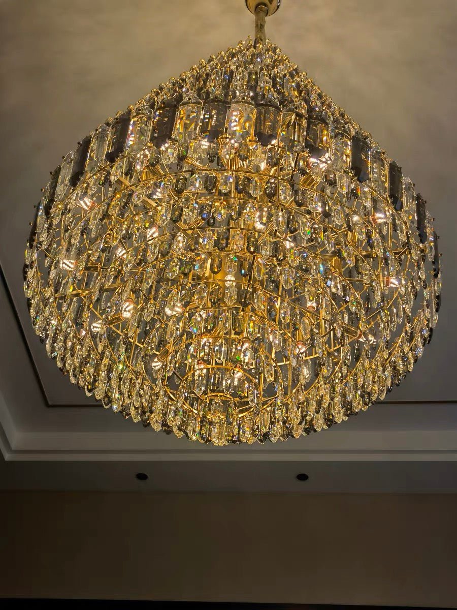 Luxury Multi-tiered Honeycomb Crystal Chandelier for High Ceiling-Chandeliers - VChandelier