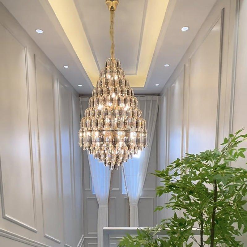 Luxury Multi-tiered Honeycomb Crystal Chandelier for High Ceiling-Chandeliers - VChandelier