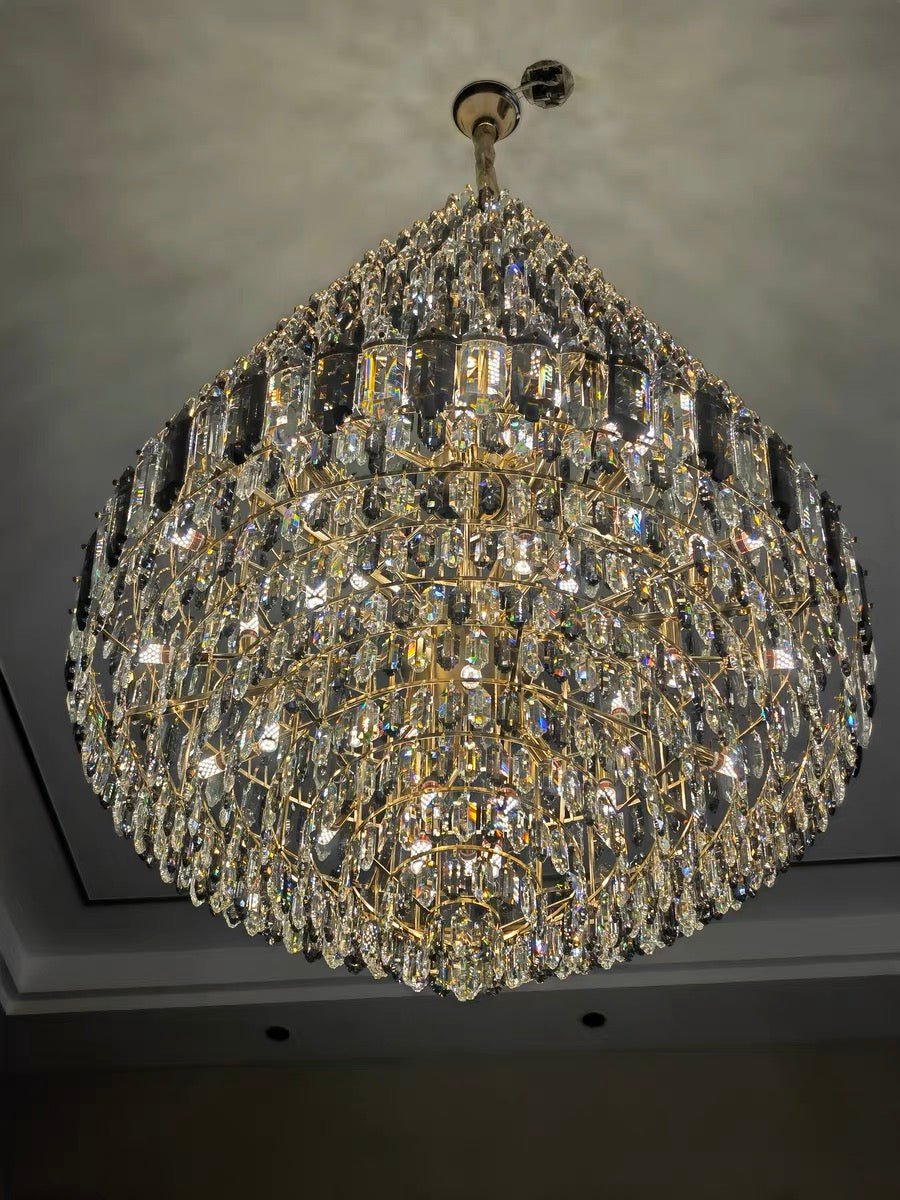 Luxury Multi-tiered Honeycomb Crystal Chandelier for High Ceiling-Chandeliers - VChandelier