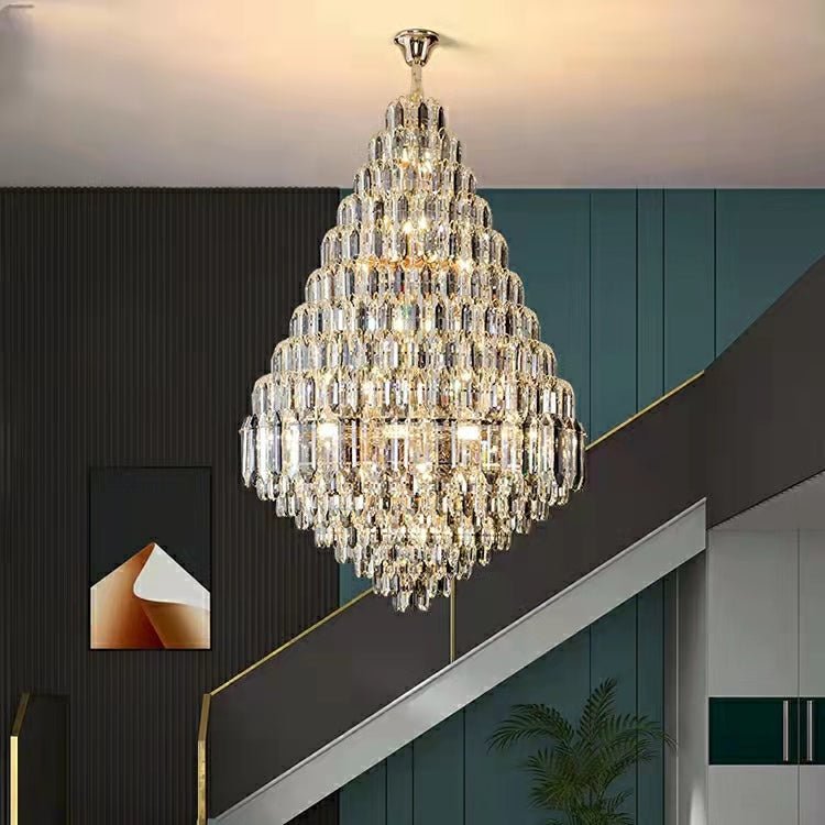 Luxury Multi-tiered Honeycomb Crystal Chandelier for High Ceiling-Chandeliers - VChandelier