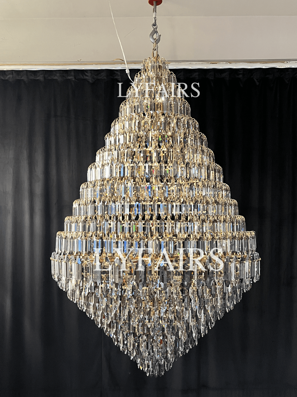 Luxury Multi-tiered Honeycomb Crystal Chandelier for High Ceiling-Chandeliers - VChandelier
